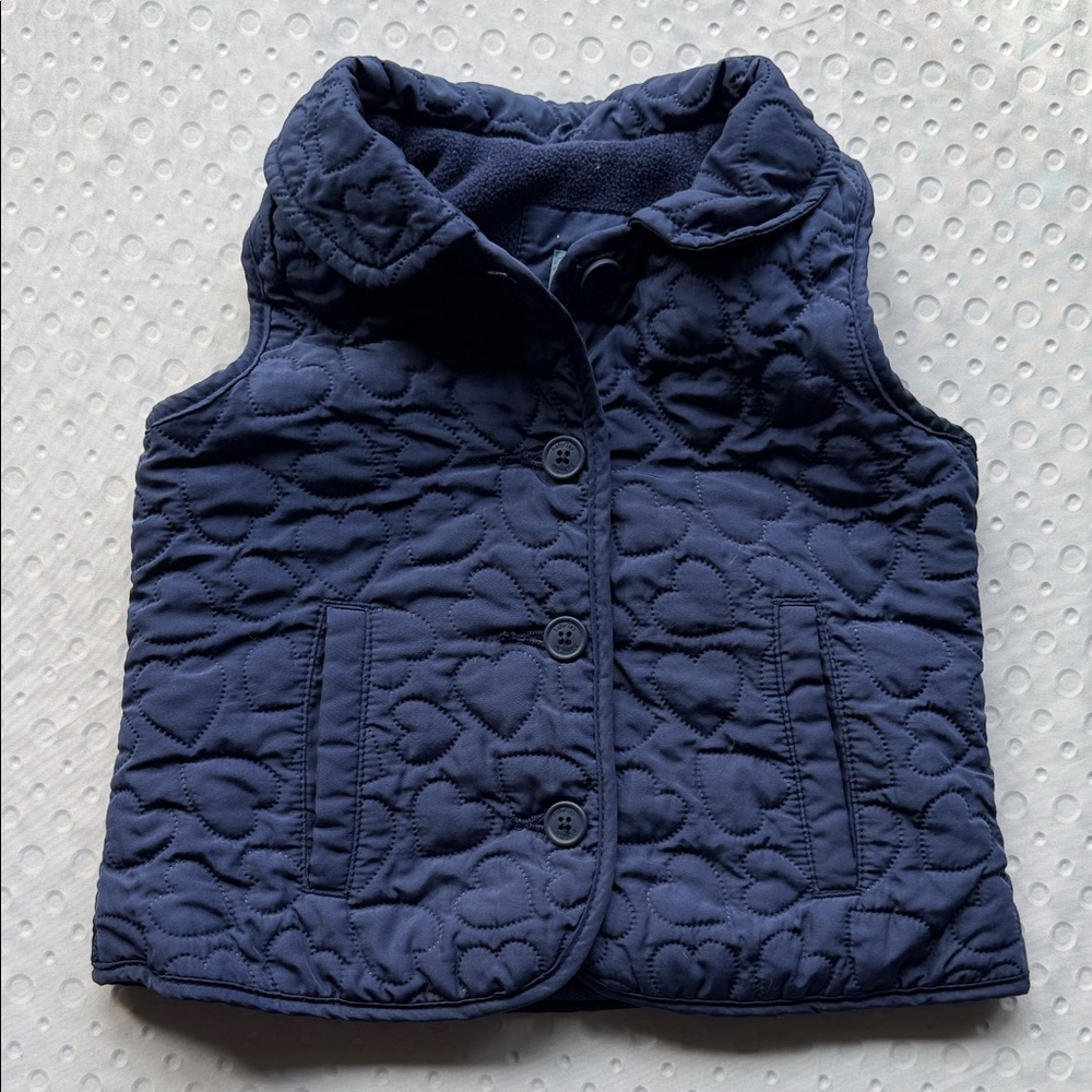 GAP Kids Dutch Blue Heart Quilted Vest Size 12-18M EUC